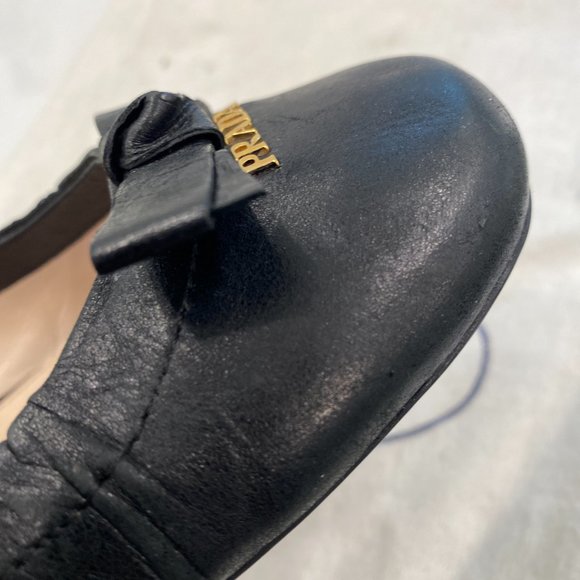 Prada Black Calf Leather Milano Ballet Flats - Picture 8 of 14